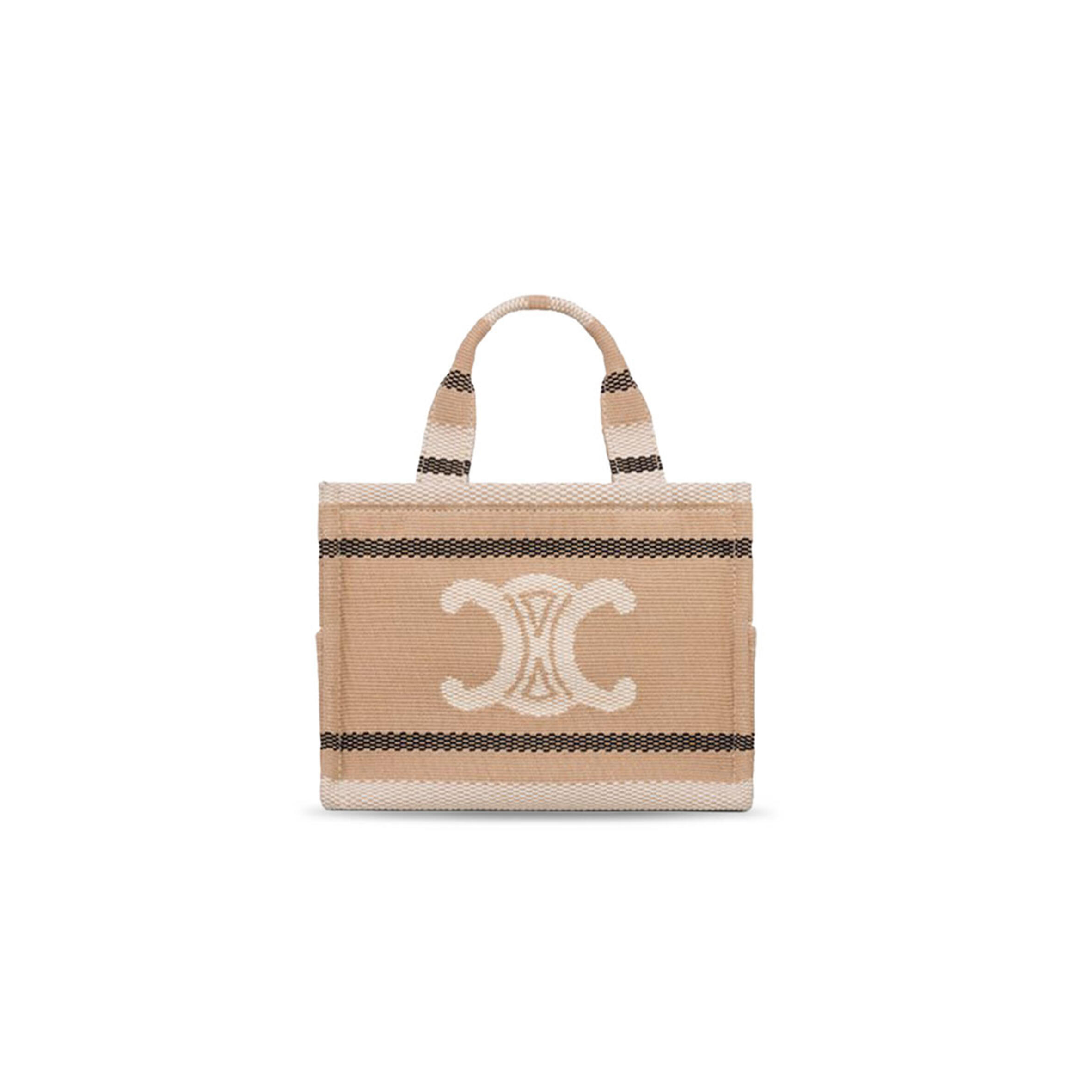 CELINE SMALL CABAS THAIS IN STRIPED TEXTILE WITH TRIOMPHE 199162FV2.02BL (25.5*18.5*12cm)